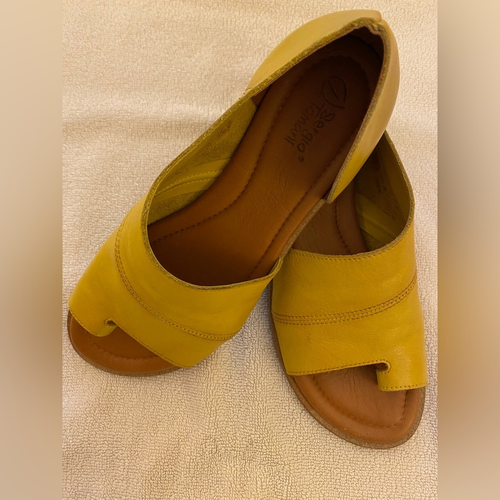 Yellow leather flats